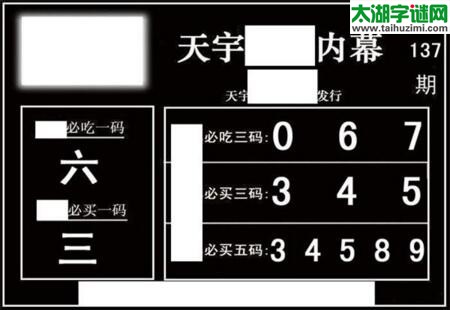 3d137期：天宇一句定三码+胆码图