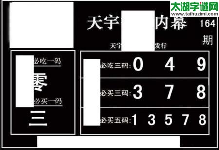 3d164期：天宇一句定三码+胆码图