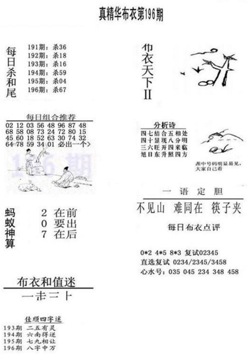 3d布衣天下图谜2018196期