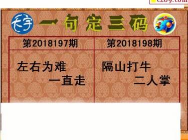 3d198期：天宇一句定三码+胆码图