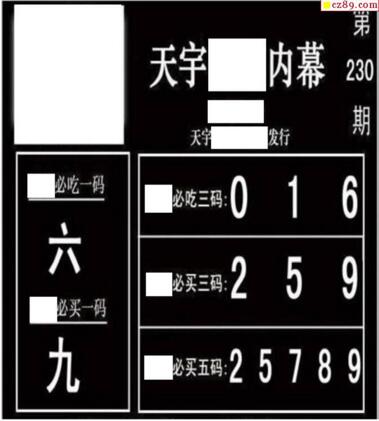 3d230期：天宇一句定三码+胆码图