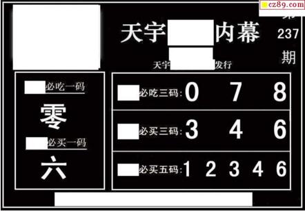 3d237期：天宇一句定三码+胆码图