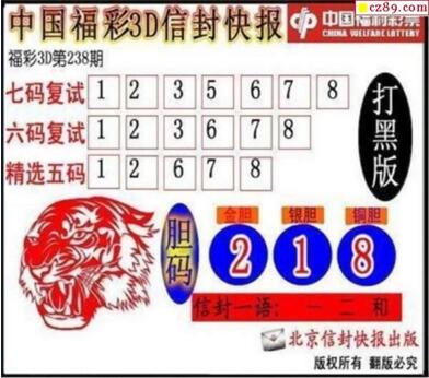 3d238期：信封快报3d图谜