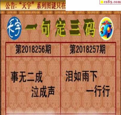 3d257期：天宇一句定三码+胆码图