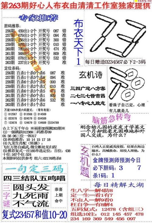 福彩3d好心人布衣-18263期