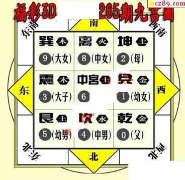 3d265期：九宫图3d图谜