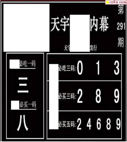 3d291期：天宇一句定三码+胆码图