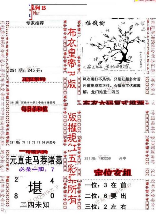 福彩3d第18291期布衣皇帝图谜B版