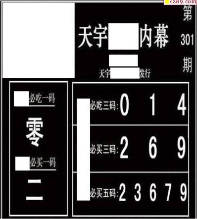 3d301期：天宇一句定三码+胆码图