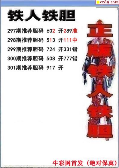 3d301期：铁人铁胆推荐胆码图