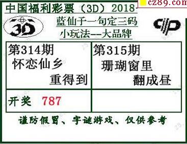 蓝仙子一句定三码18315期