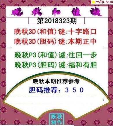 福彩3d晚秋和值谜18323期