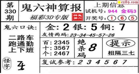 鬼六神算胆码图-18330期